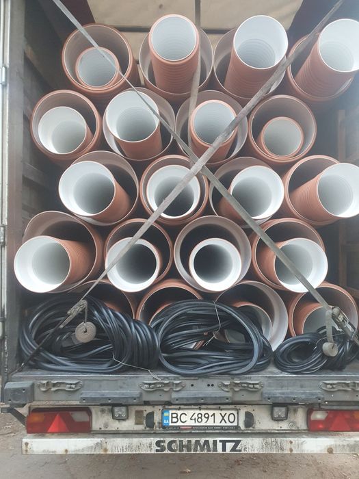 Труба 200, 160, 110, 300-1000 SN8, 6 метрів каналізаційна гофрована