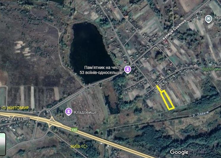 Земельна ділянка 42сот. під будівництво поруч р.Здвиж , с.Завалівка