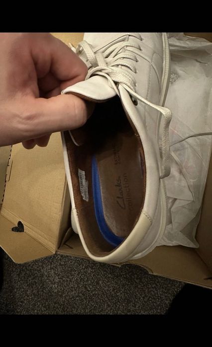 Мужские кеди туфли Clarks белие кожа UK 9 43