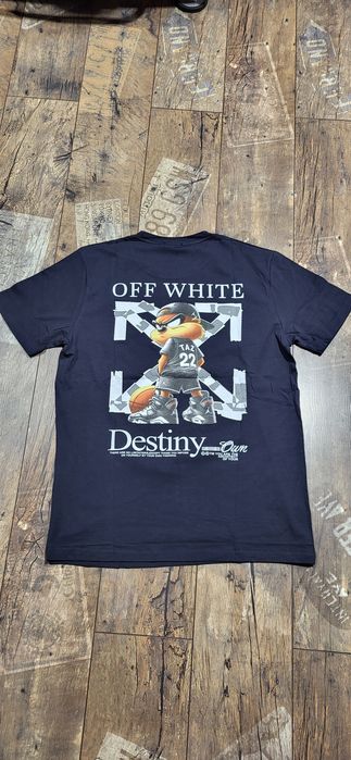 Granatowa koszulka męska t-shirt bawełna premium Off white XL