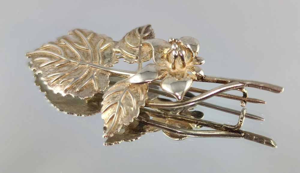 WARMET - AGAT at Srebrna BROSZKA z Motywem Kwiatowym/ Próba 925 /6,68g