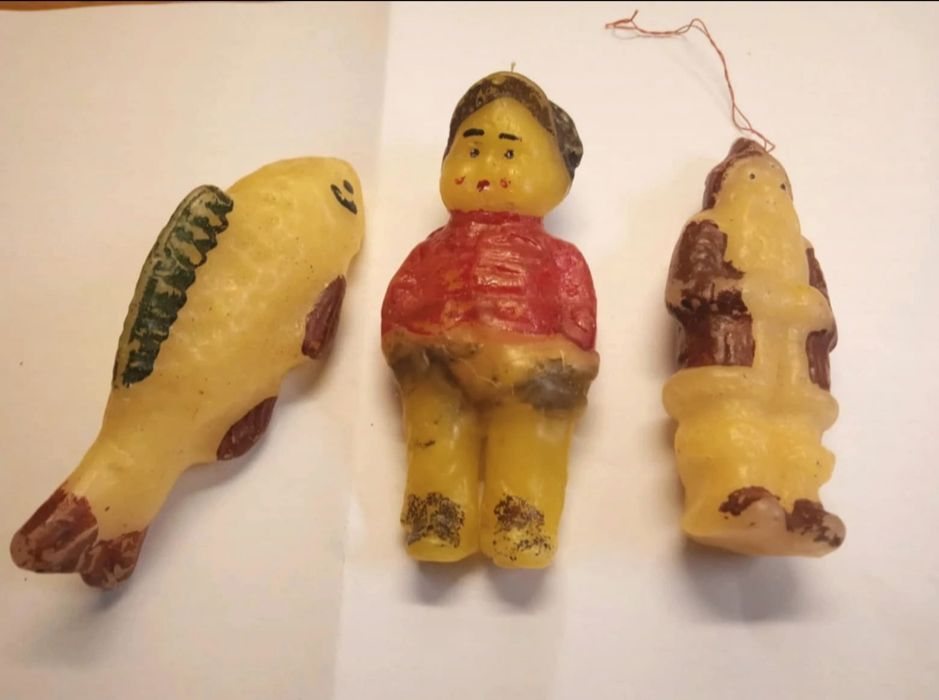 Figurki woskowe na choinkę prl