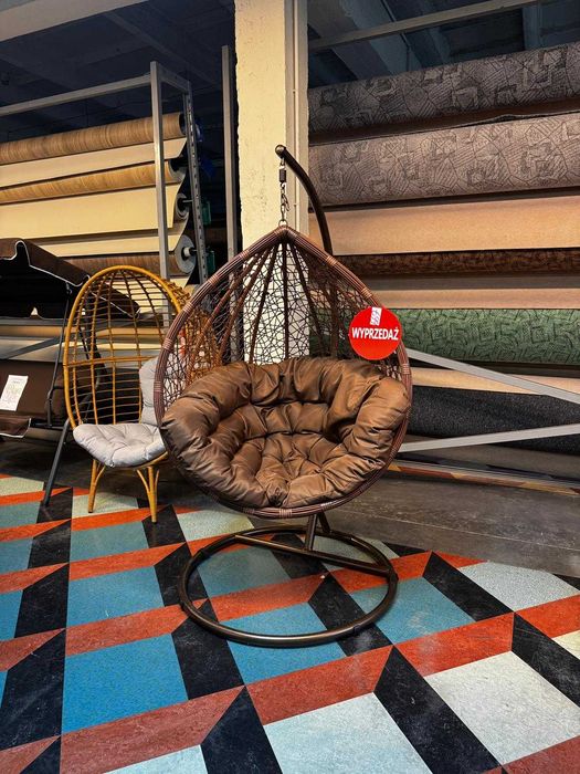 OUTLET! Fotel Wiszący Kokon Ogrodowy Technorattan Brązowy