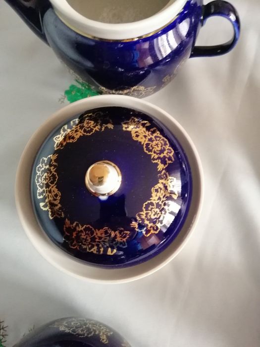 Кобальтовий чайний сервіз Полонський романс на 11 персон