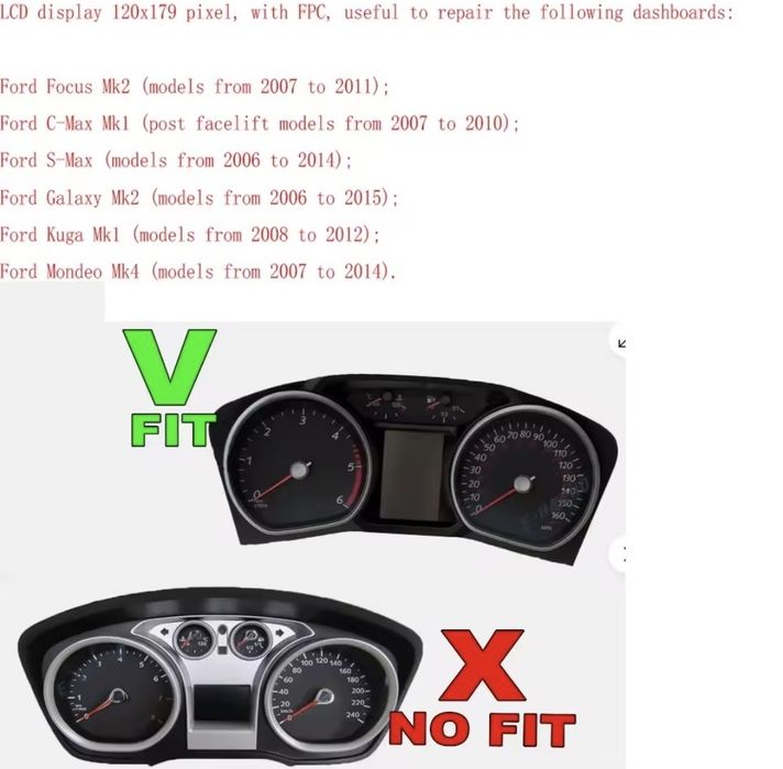 Display tela lcd para painel de instrumentos FORD C-MAX S-MAX GALAXY