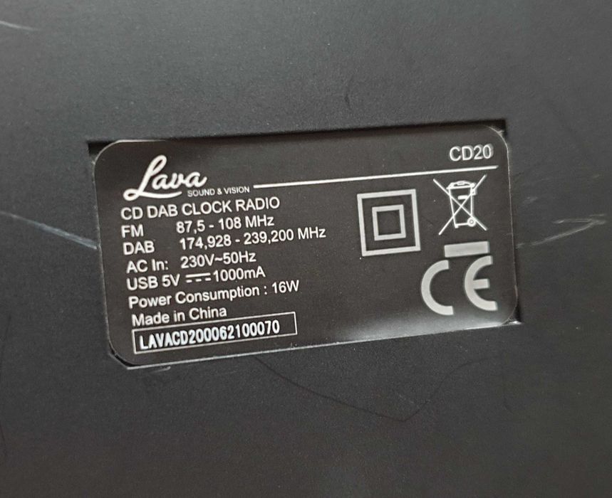 Радіоприймач Lava CD20\ DAB\ Clock \Radio з CD-плеєром \З Англії