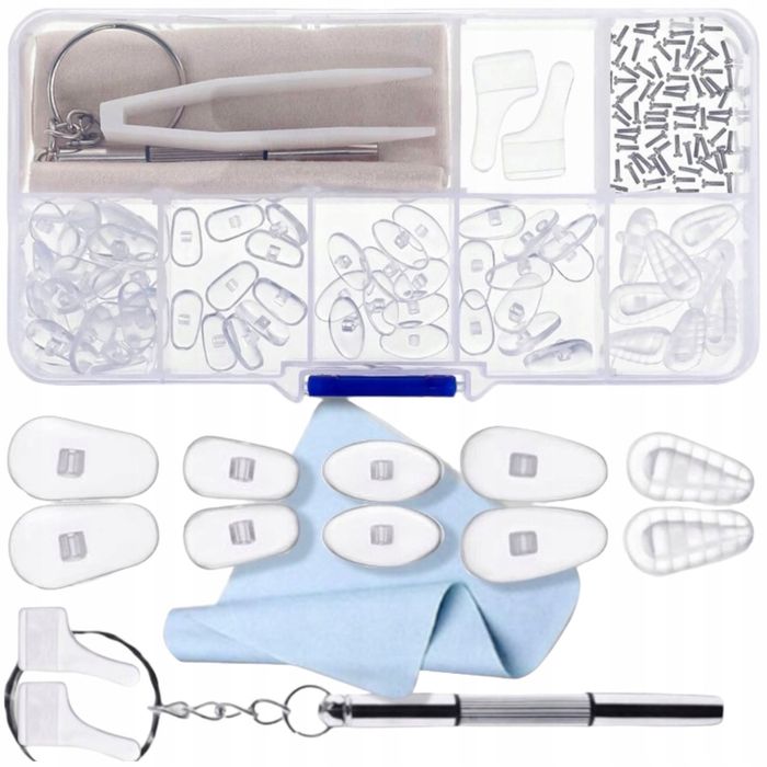 Zestaw Nosków Do Naprawy Okularów Akcesoria Śrubki Noski Silikonowe