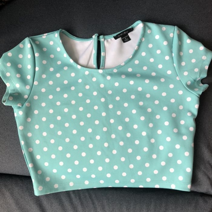 Koszulka damska krótki rękawek crop top w kropki rozmiar M