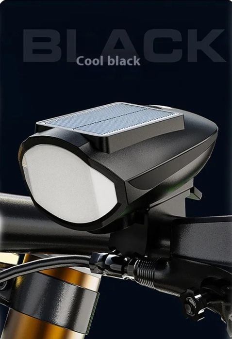 Вело фонарь с сигналом, заряд от Usb + от солнца