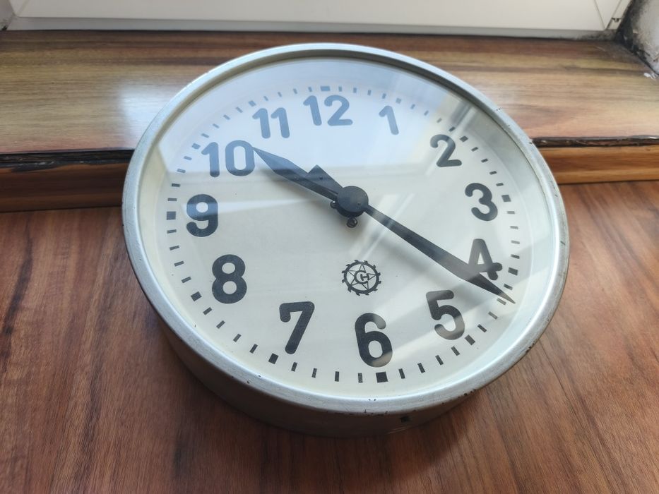 Zegar dworcowy kolejowy Pragotron Chronotechna PJ30, oryginał z 1950!