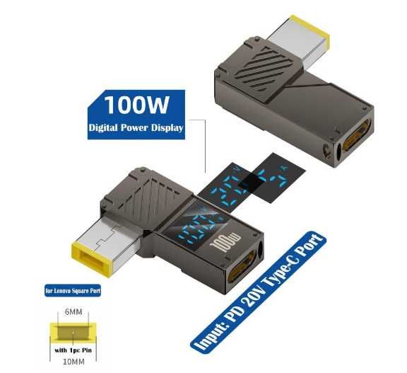PD100W Type-C to DC Plug Converter USB C to DC Lenovo, ThinkPad