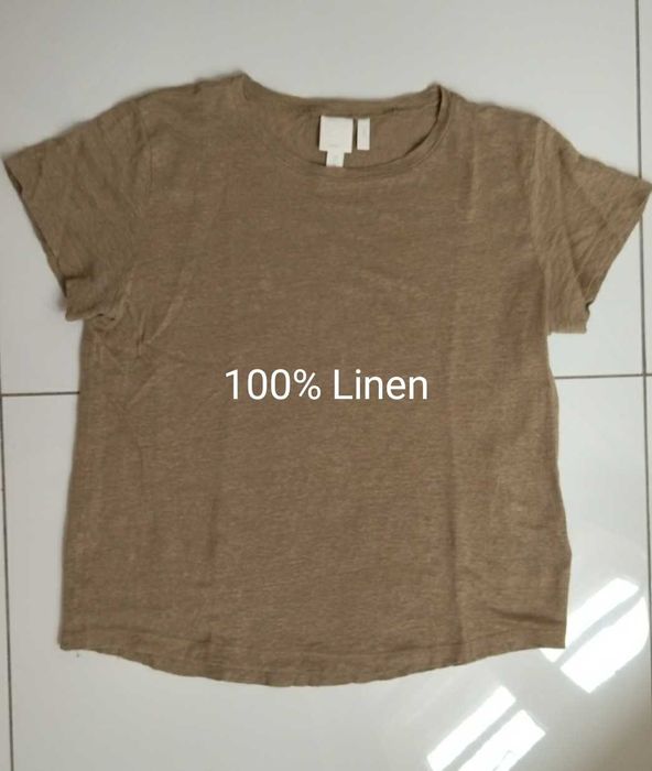 Bluzka 100% len, krótki rękaw H&M