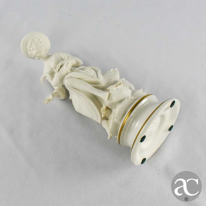 Figura de jovem camponesa com ganso em biscuit Capodimonte “Marcolin”