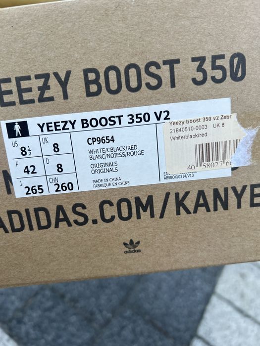 Adidas Yeezy Boost 350 V2 Zebra sneakersy buty czarno białe 42
