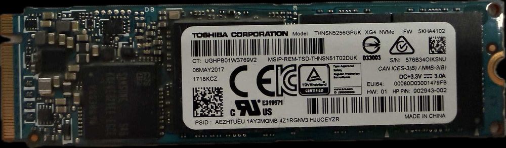 Dysk SSD M.2 NVMe Toshiba 256GB THNSN5256GPUK