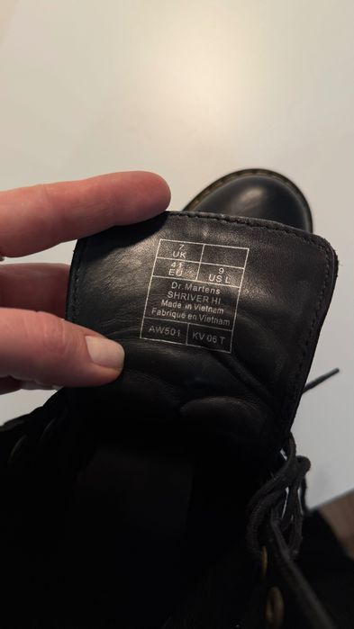 Dr. Martens Shriver HI botki na platformie, rozm. 41 czarne skórzane