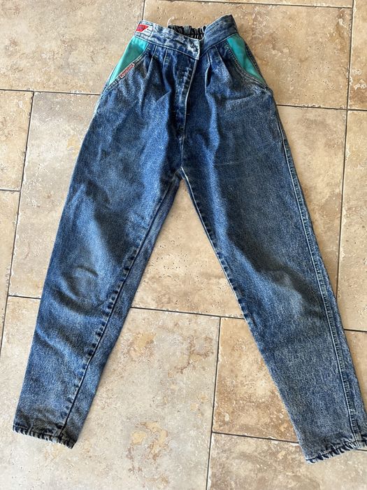 Turecki jeans komplecik 38 marmurek zielone wstawki