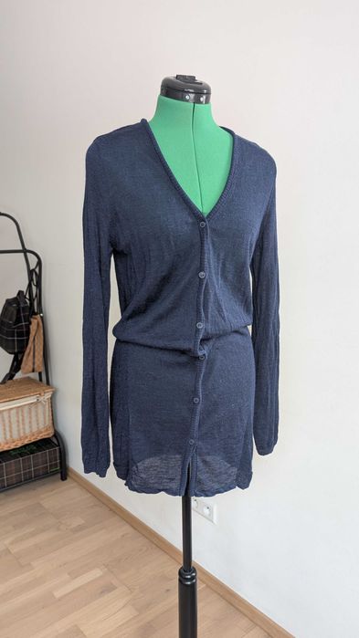 Laura Ashley Kardigan z Pokrzywy (Ramie) i Wiskozy 42 XL — Granatowy