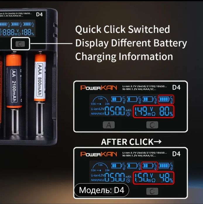 Зарядний універсальний пристрій  PowerKan D4  з Led екраном
