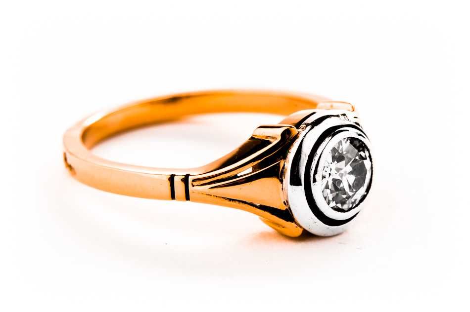 Stary Złoty Pierścionek - 3,92g - DIAMENT 0,65ct - ART DECO - Kraków