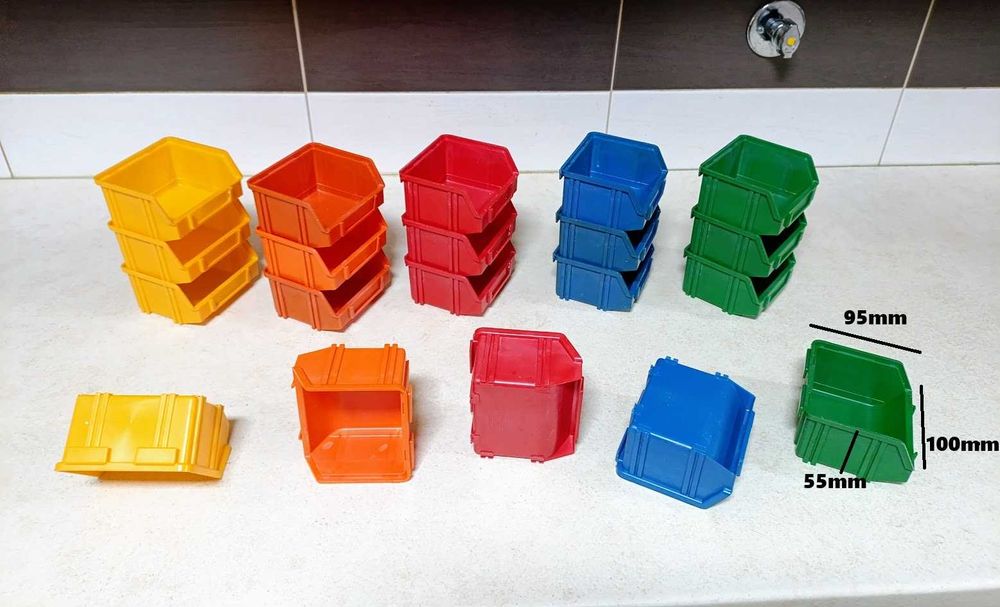 Caixas de stock arrumação plásticas empilháveis ou montáveis cores