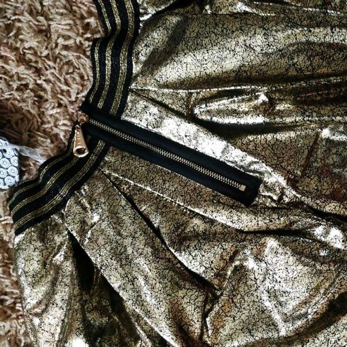 Юбка нарядная на девочку юбка с поясом на резинке золотая 152-158