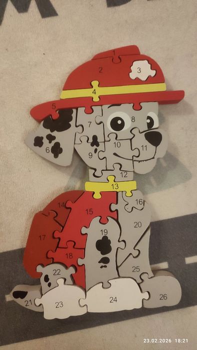 Puzzle drewniane cyfry liczby Psi Patrol