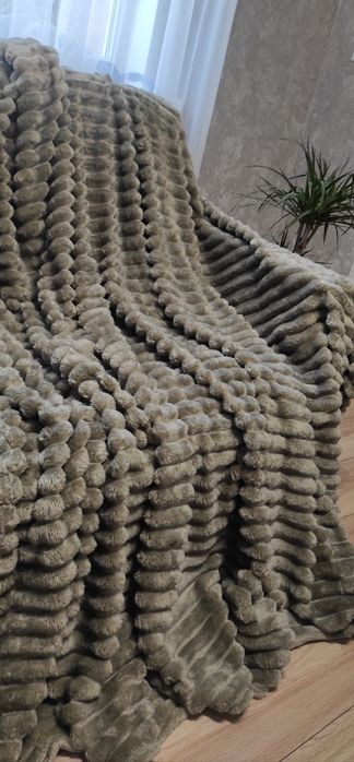 Плед шарпей королевский теплое покрывало полоска велюр євро