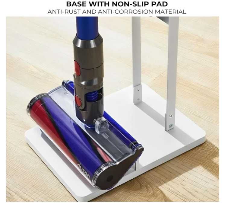 Metalowy stojak na odkurzacz Dyson kolor biały, na kółkach