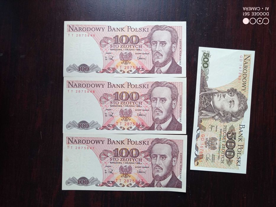 3x 100 zł, Waryński trzy kolejne mumery serii PLUS 500 zł Kościuszko