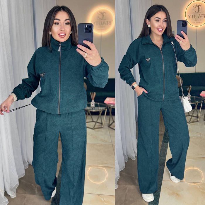 ‼️ Вельветовий костюм з палаццо. ОПТ та роздріб. Р: 42-44,46-48,50-52