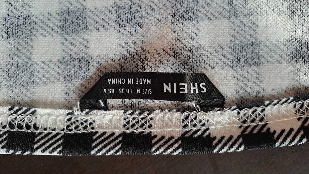 2 topy w kratke biało-czarne Shein r. S/M