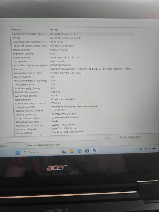 Laptop Acer TravelMate B IntelPentiumN5000/8GBRAM/128GB