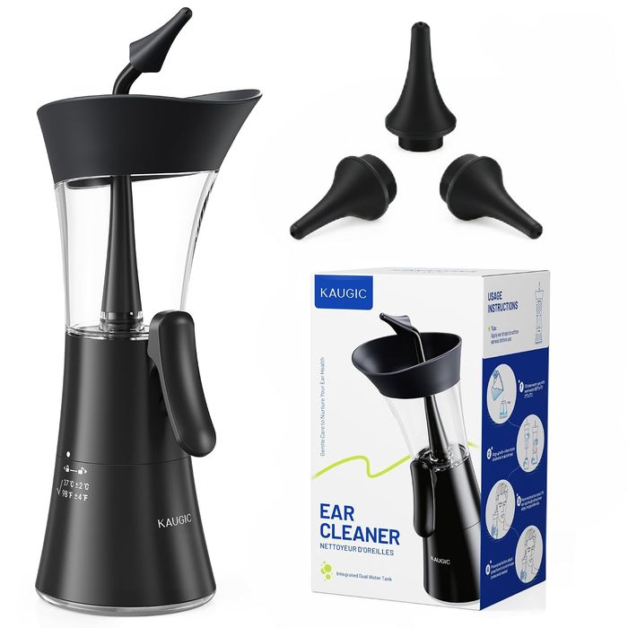 outlet irygator do uszu kaugic 2 w 1 ergonomiczny czarny do czyszczenia