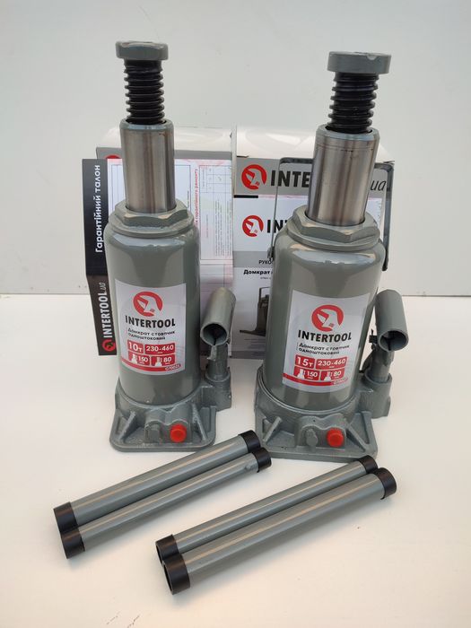 Домкрат столбик одноштоковый 10 т 15 т  INTERTOOL GT 0025  GT 0027