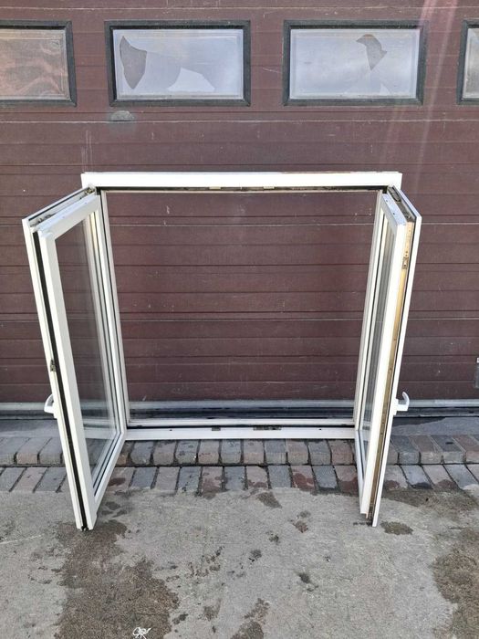 Okno dwuskrzydłowe 128x127 pcv plastikowe okna białe DOWÓZ CAŁY KRAJ