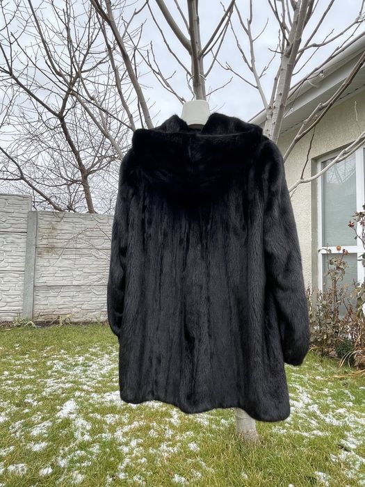 Норковая шуба манто черная