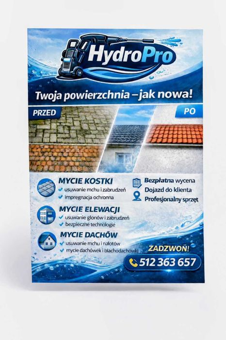 Mycie/czyszczenie dachów, kostki brukowej, elewacji