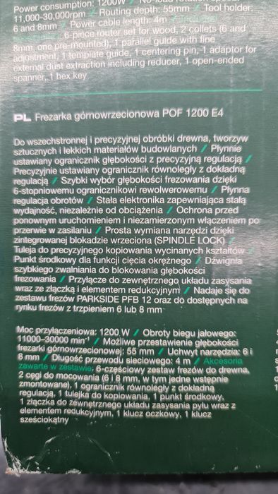 Frezarka górnowrzecionowa Parkside POF 1200 E4