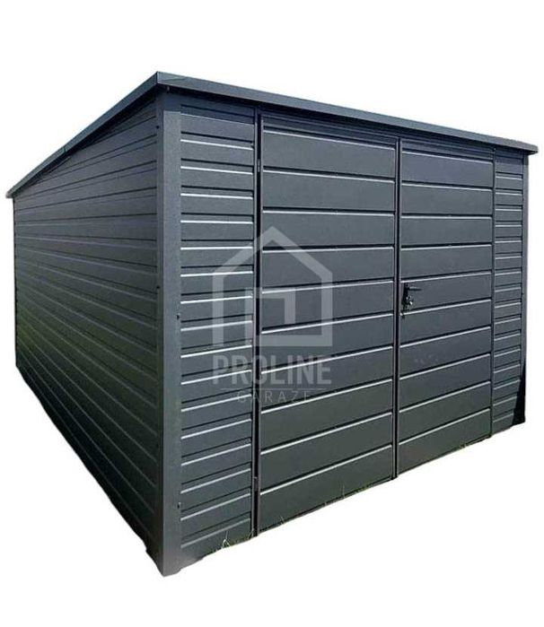 Schowek domek ogrodowy 3,5x4,5m brama - dach spad w tył  PLG149