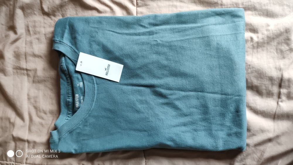 Hollister szaroniebieski t-shirt baggy rozm XL