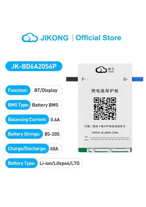 JIKONG Smart BMS BD6A20S6P 8S-20S Li-Ion LiFePo4 LTO Active Balance BT