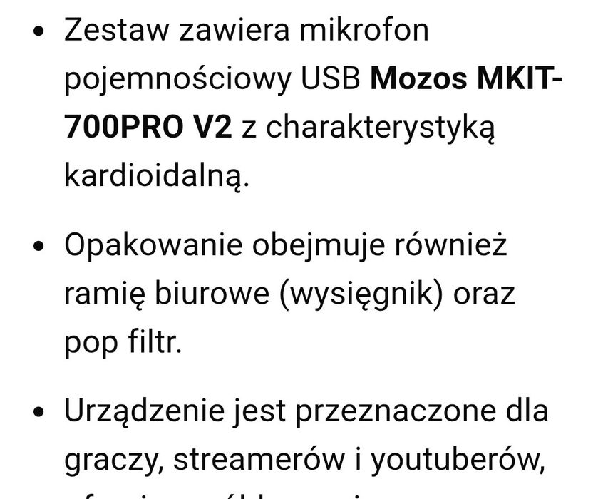 Mikrofon Mozos MKIT 700PRO