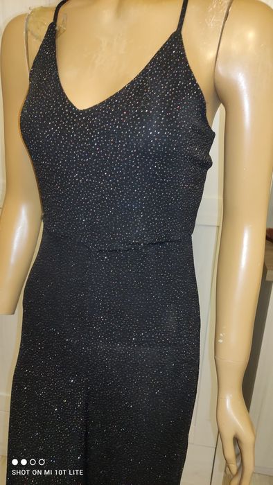 Kombinezon czarny imprezowy brokatowy