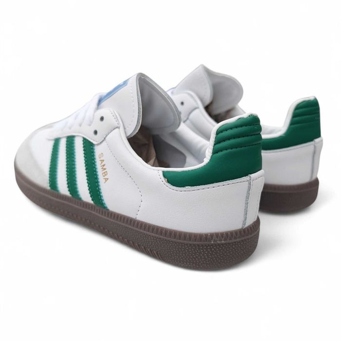 Чоловічі кросівки Adidas Samba білі з зеленим