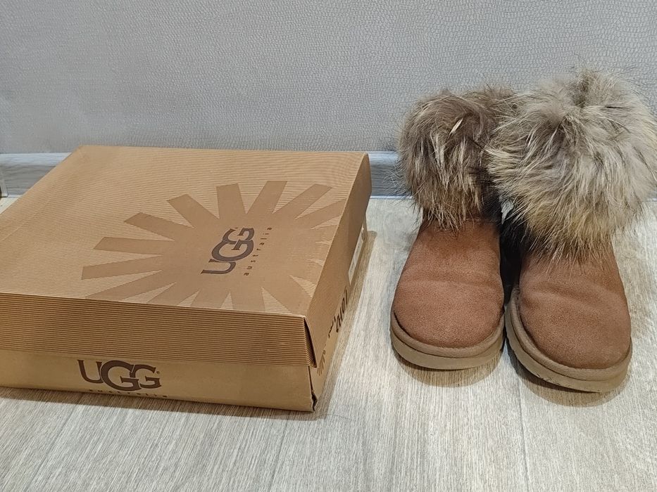 Ботинки UGG Mini fox fur шерстяные угги y2k streetwear vkei grunge