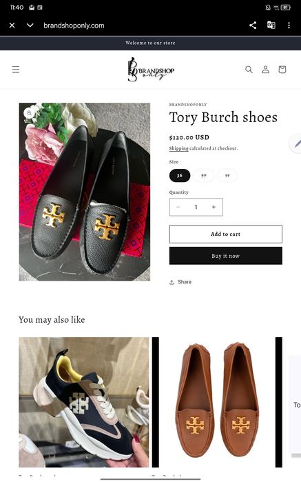 Мокасини Tory Burch шкіра 24 см