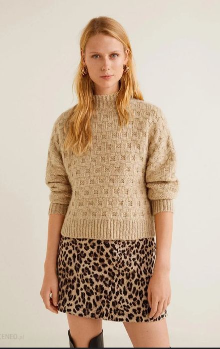 PROMOCJA Wełniany swetr MANGO M kolor karmelowy