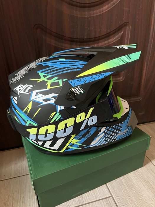 Мотошолом з окулярами + ПОДАРУНОК, шолом, шлем, мотоцикл, хард