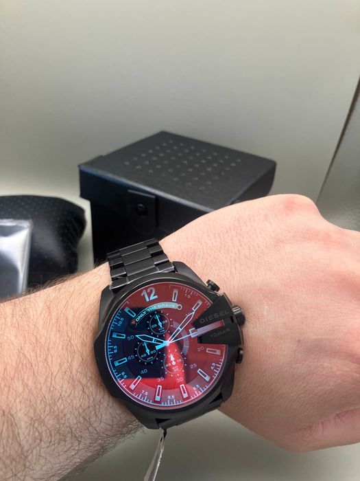 Zegarek Męski Diesel DZ4318 Mega Chief Czarny Nowy Oryginał | Szkło Iridescent | Chronograf | 10 Bar | Gwarancja | Faktura VAT 23% | Box | Real Photo